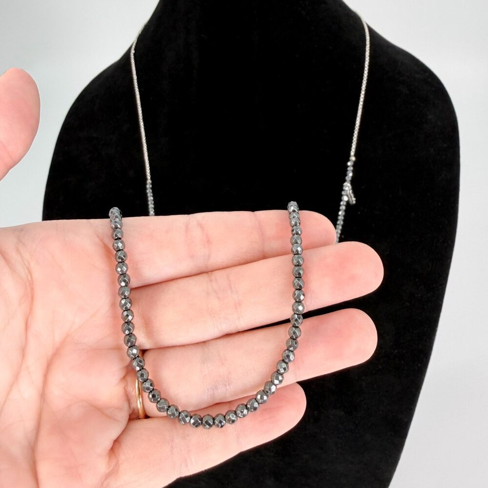 Shiny Gray Beaded Necklace – 42” Long Clasp-Free Necklace | A. Marie Jewelry